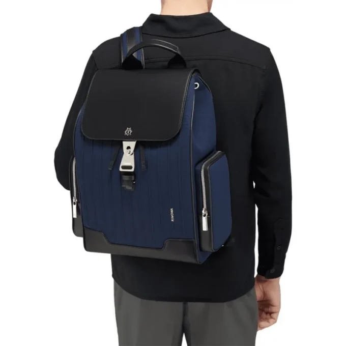 Flap Large aus Leder und Canvas Rucksack