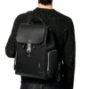 Flap Large aus Leder und Canvas Rucksack