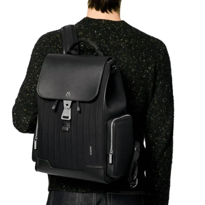 Flap Large aus Leder und Canvas Rucksack