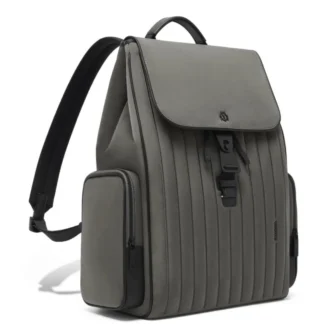 Großer Rucksack mit Klappe aus Nylon und Leder
