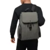 Großer Rucksack mit Klappe aus Nylon und Leder