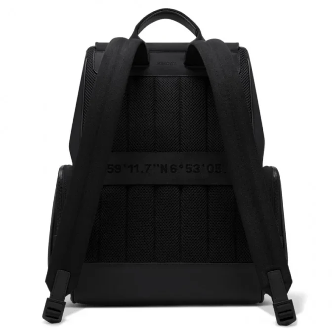 Großer Rucksack mit Klappe aus Nylon und Leder Großer Rucksack mit Klappe aus Nylon und Leder