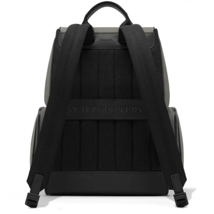 Großer Rucksack mit Klappe aus Nylon und Leder
